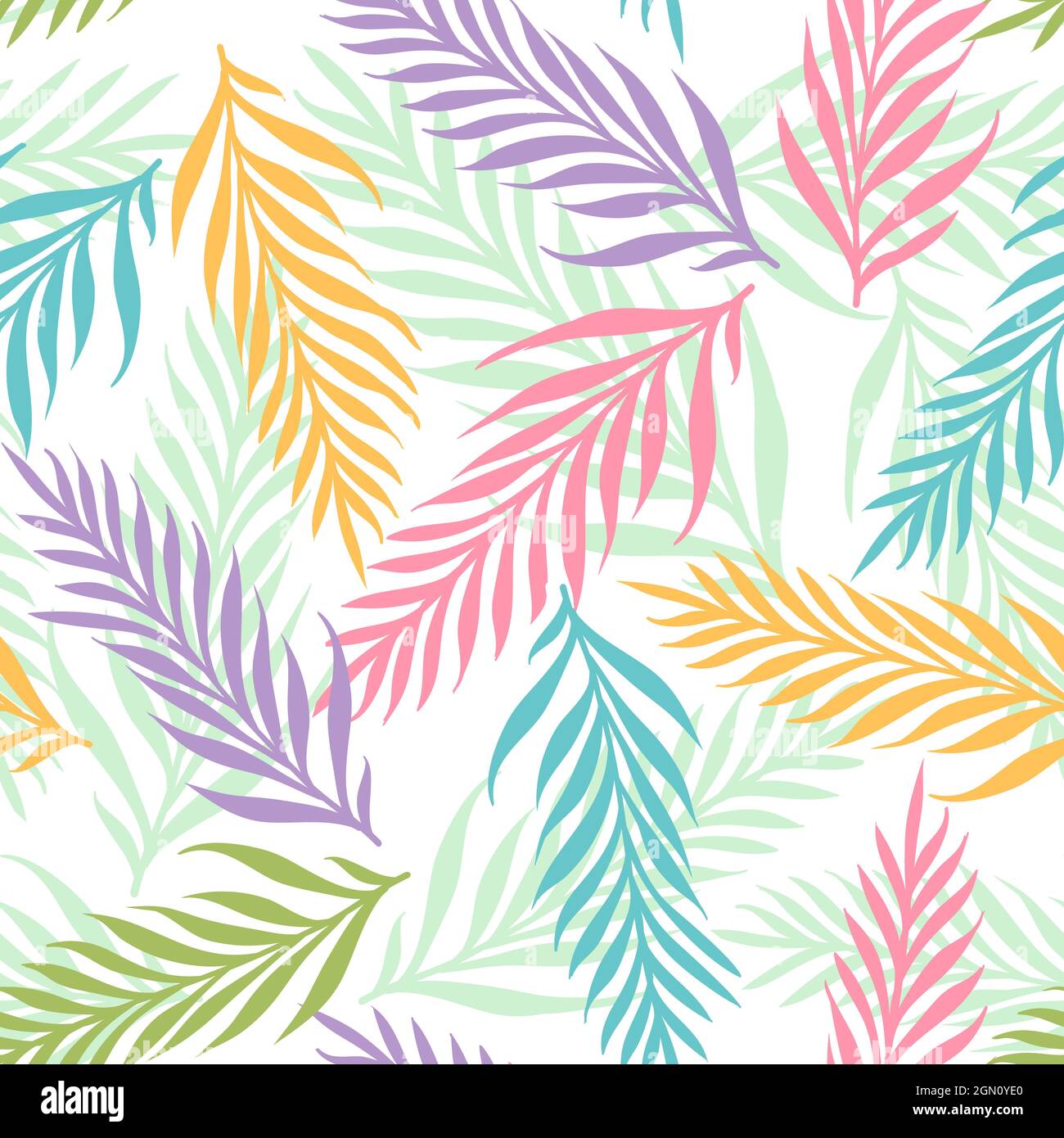Vector seamless tropical pattern with exotic leaves. Vector floral pattern with tropical plants. Colorful leaves. Stock Vector