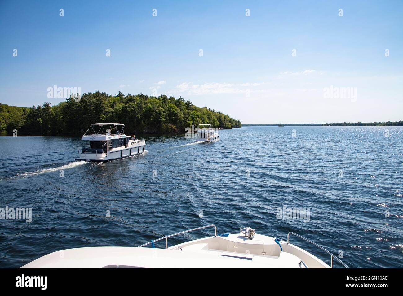 Le Boat Horizon houseboats on Big Rideau Lake, near Westport, Ontario, Canada, North America Stock Photo