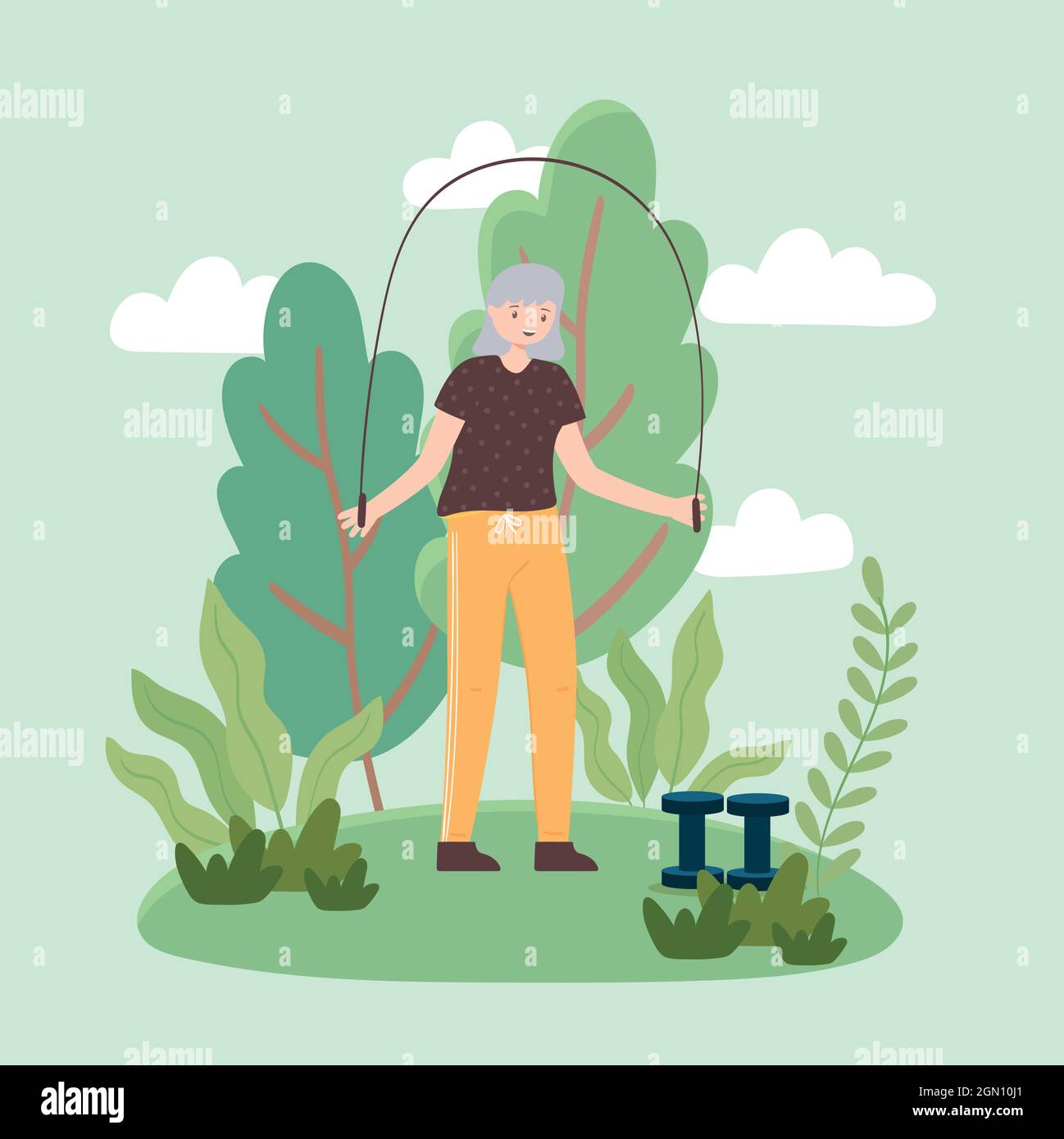 Senior woman jumping rope hi-res stock photography and images - Alamy