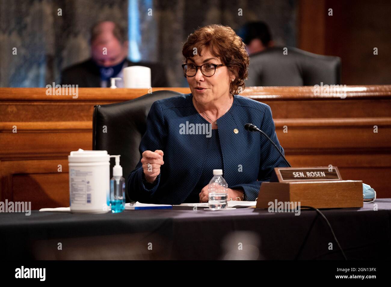 United States Senator Jacky Rosen (Democrat of Nevada) during a Senate Homeland Security & Governmental Affairs Committee hearing to discuss security threats 20 years after the 9/11 terrorist attacks on Tuesday, September 21, 2021 at the U.S. Capitol in Washington, DC Credit: Greg Nash/Pool via CNP Stock Photo
