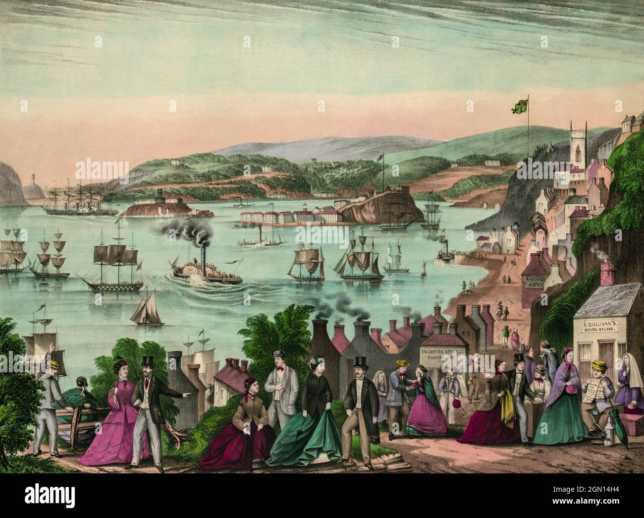 A 19th century view of The Cove and Harbour in County Cork, Ireland