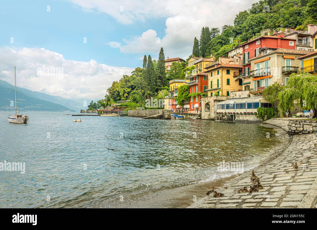 Waterfront of Varenna at Lake Como, Lombardy, Italy Stock Photo
