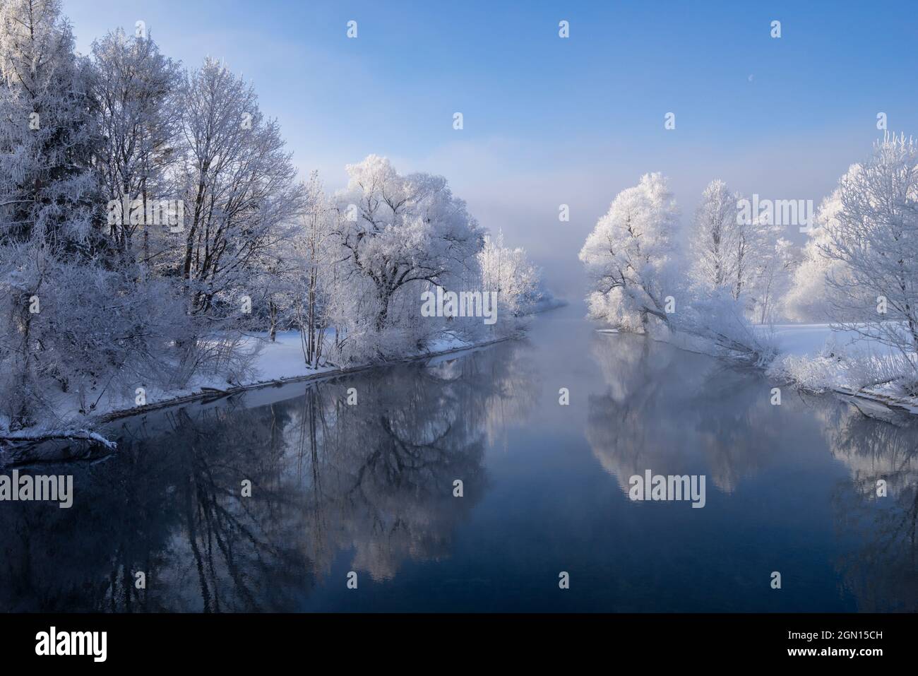 View Of The Loisach Am Kochelsee In Winter Kochel Am See Bavaria