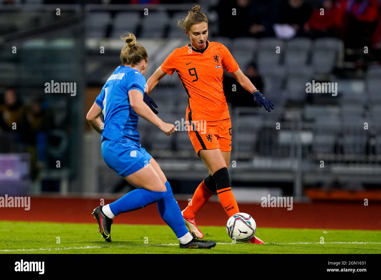 REYKJAVIK, ICELAND - SEPTEMBER 21: Vivianne Miedema of the Netherlands during the 2023 FIFA Women's World Cup Qualifying Round Group C match between Iceland and Netherlands at Laugardalsvollur on September 21, 2021 in Reykjavik, Iceland (Photo by Andre Weening/Orange Pictures) Stock Photo