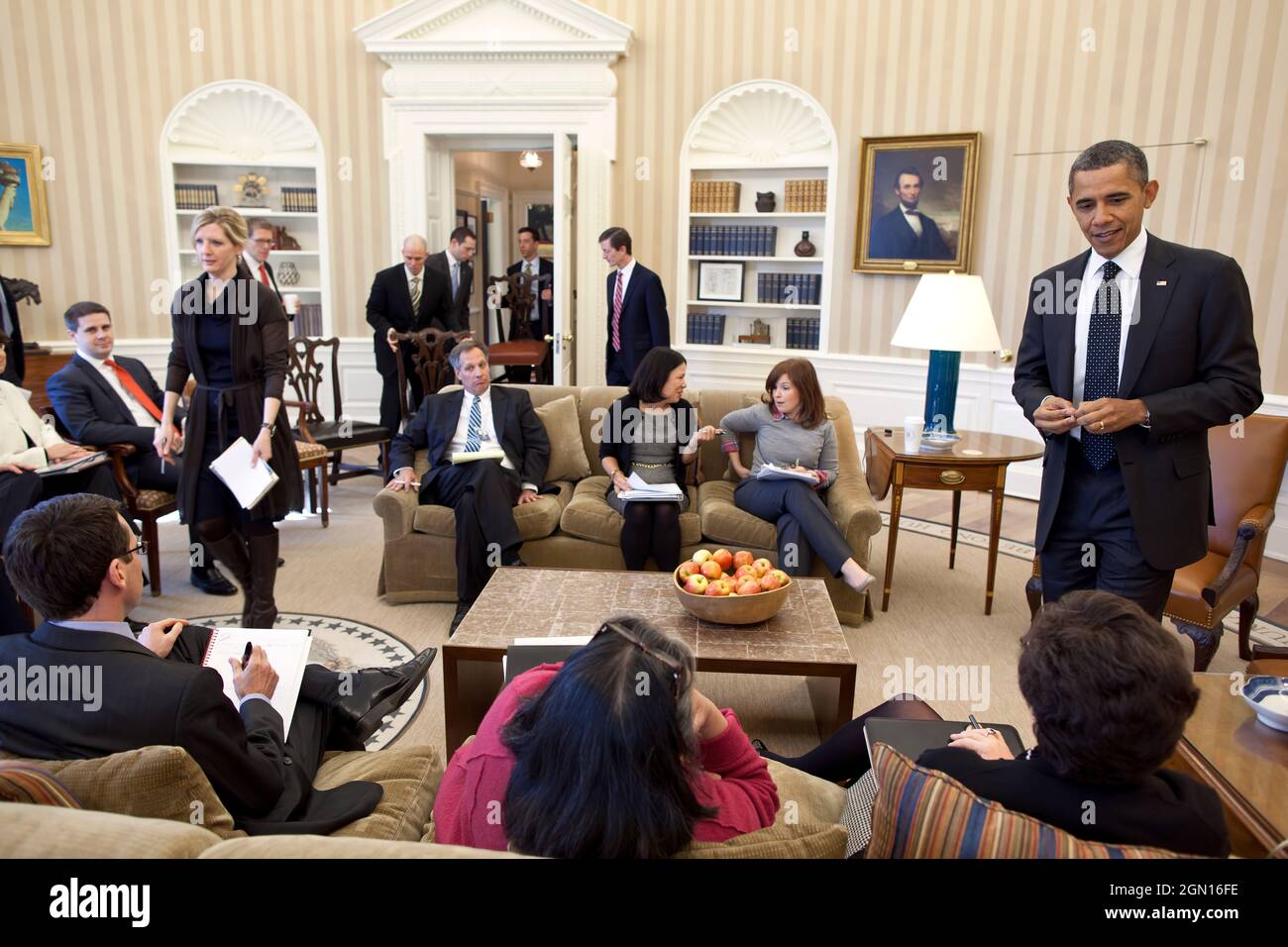 White House advisors in meeting, showing typical professional environment and interactions