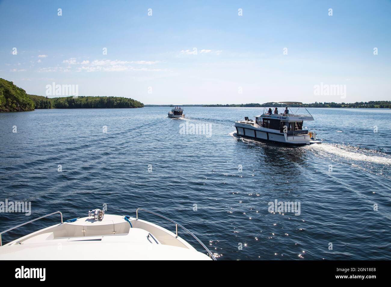 Le Boat Horizon houseboats on Big Rideau Lake, near Westport, Ontario, Canada, North America Stock Photo