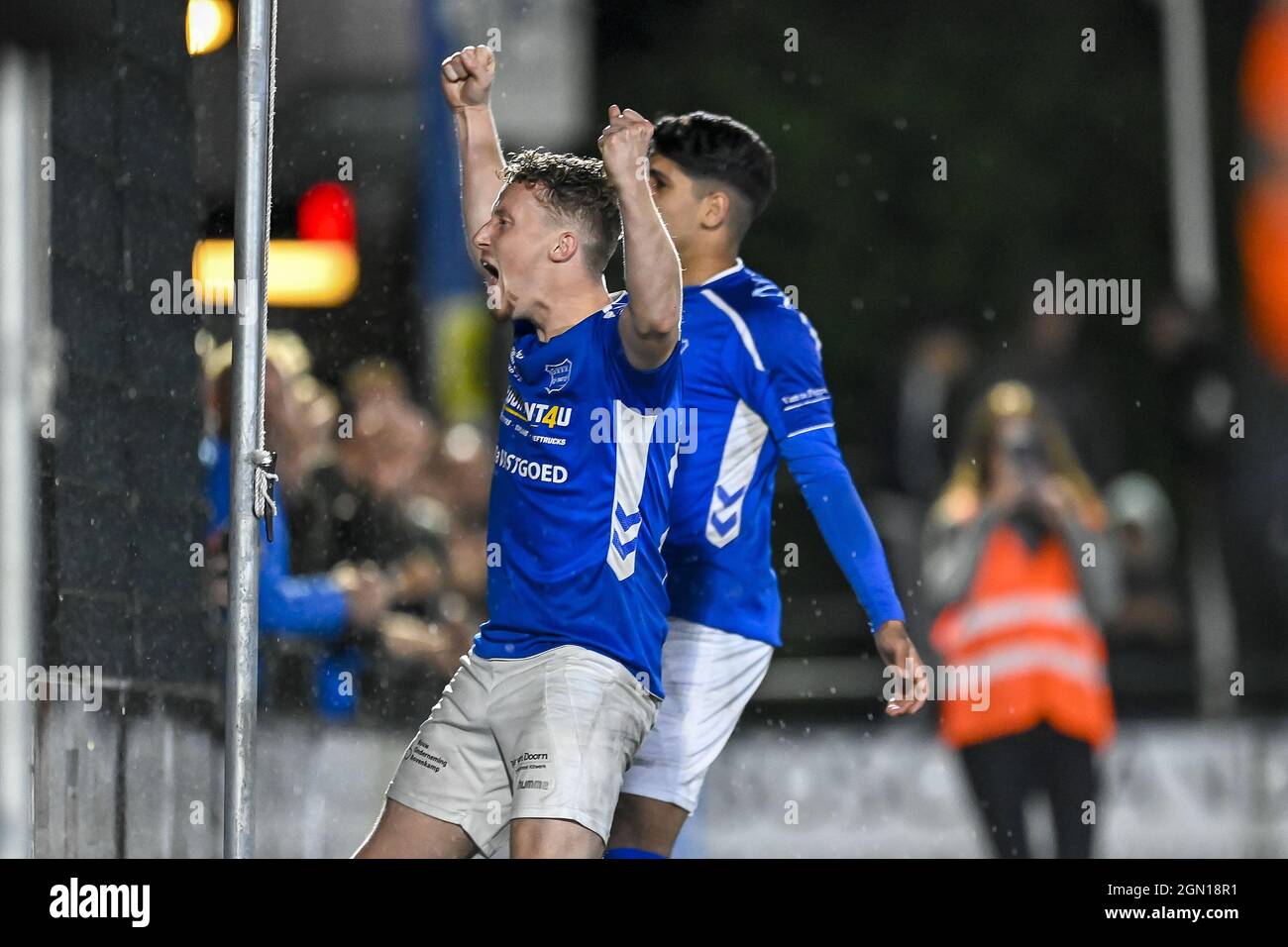 Veenendaal 21 09 21 Sportpark Panhuis Toto Knvb Beker Second Qualifying Round Dutch Football Season 21 22 During The Match Gvvv And Vvog Gvvv Player Lars Ten Teije Celebrating The Goal 2 1 Photo