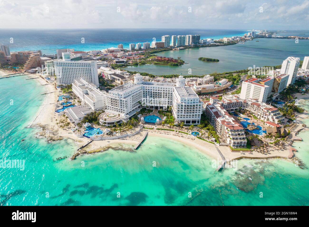 Cancun, Mexico September 17, 2021 View of beautiful Hotel Riu Palace