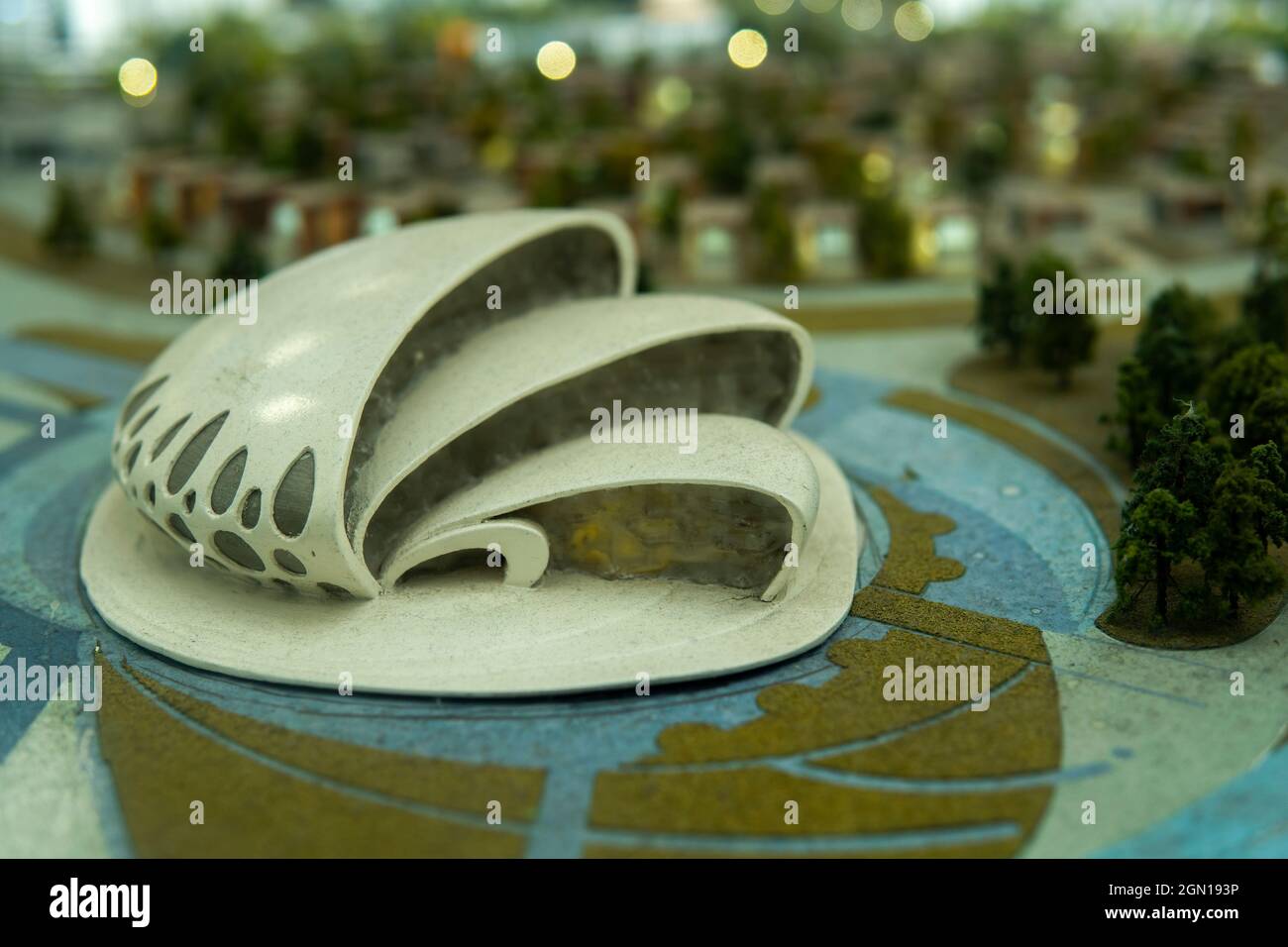 a miniature model of a city building in the form of a shell Stock Photo ...