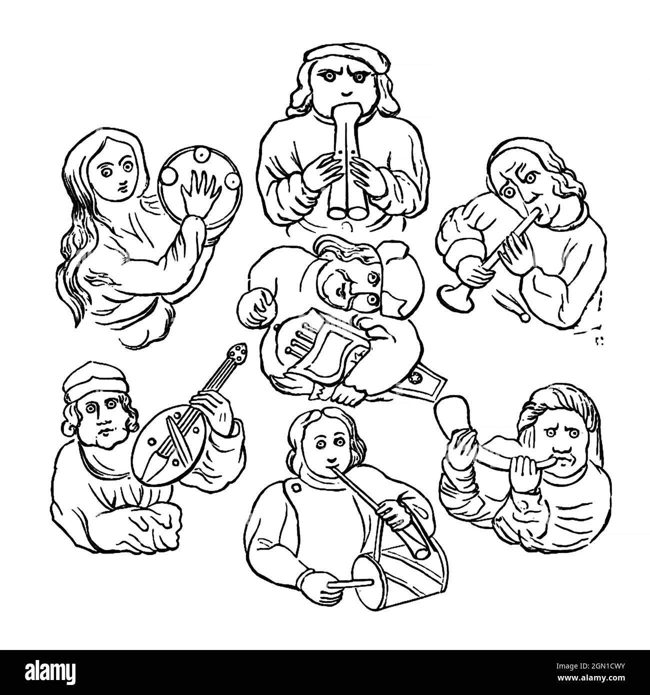 Medieval Instruments Cartoon Medieval musicians and their instruments, a restored reproduction of an ...