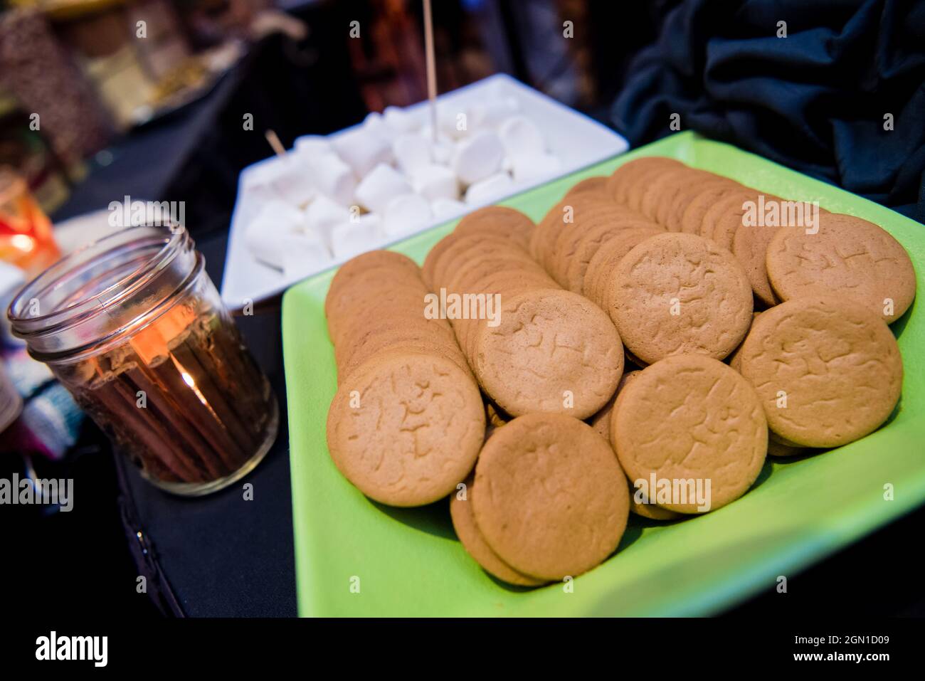 Vanilla wafer dessert spread closeup Stock Photo - Alamy