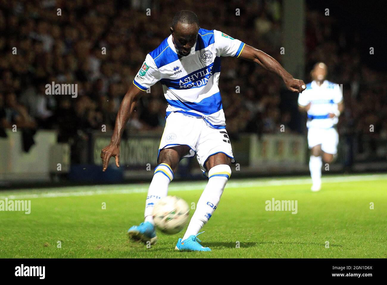 London, UK. 21st Sep, 2021. Albert Adomah of Queens Park Rangers in action during the game. Carabao cup 3rd round match, Queens Park Rangers v Everton at The Kiyan Prince Foundation Stadium, Loftus Road in London on Tuesday 21st September 2021. this image may only be used for Editorial purposes. Editorial use only, license required for commercial use. No use in betting, games or a single club/league/player publications. pic by Steffan Bowen/Andrew Orchard sports photography/Alamy Live news Credit: Andrew Orchard sports photography/Alamy Live News Stock Photo
