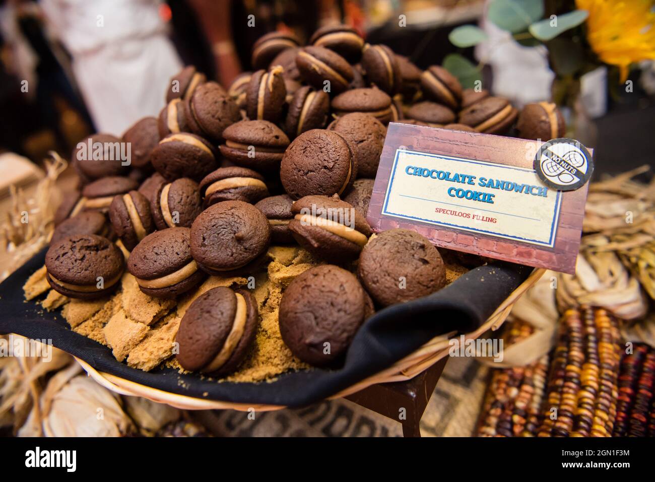 Dessert chocolate sandwich cookie with cream filling Stock Photo Alamy
