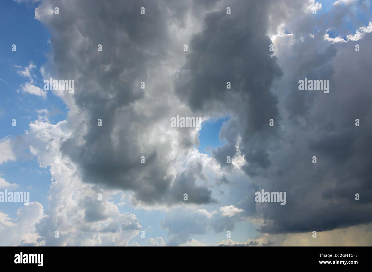 White clouds cumulus floating on natural sky daylight composition Stock