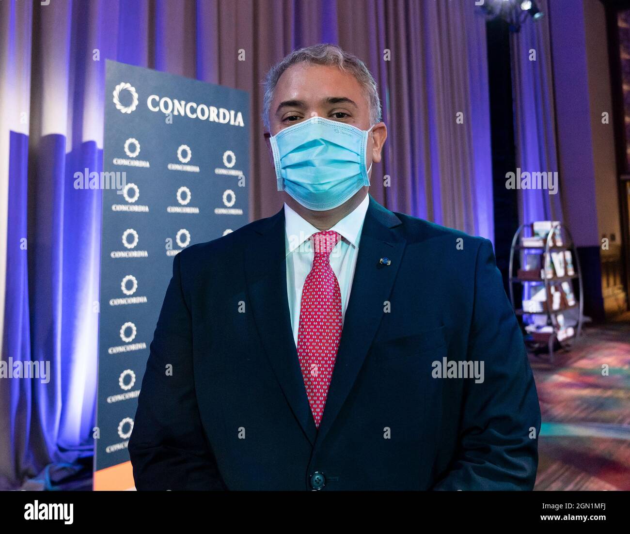 New York, USA. 21st Sep, 2021. President of Republic of Colombia Ivan Duque Marquez arrives for Concordia Annual Summit in New York on September 21, 2021. (Photo by Lev Radin/Sipa USA) Credit: Sipa USA/Alamy Live News Stock Photo