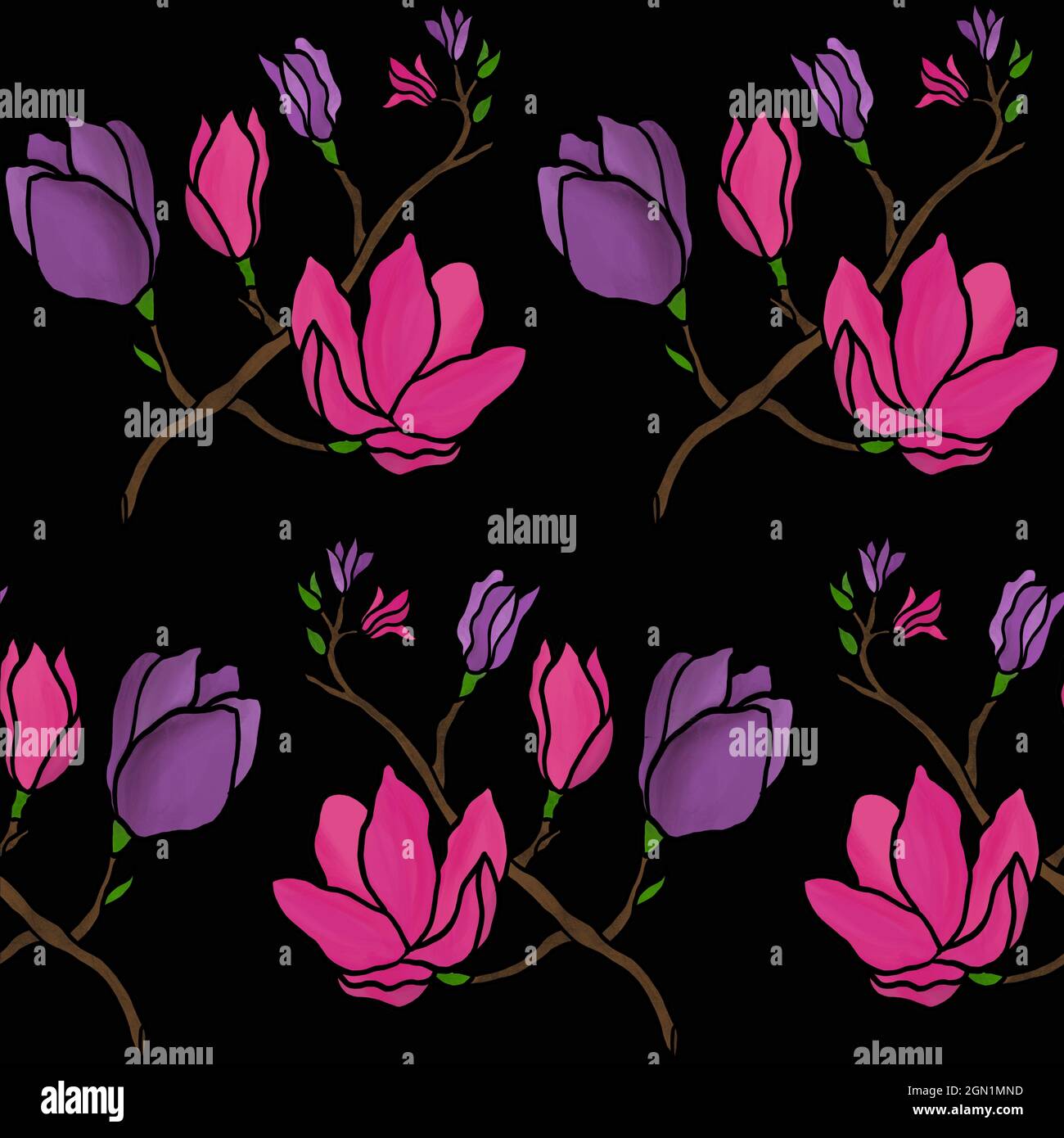 Black magnolia drawing hi-res stock photography and images - Alamy
