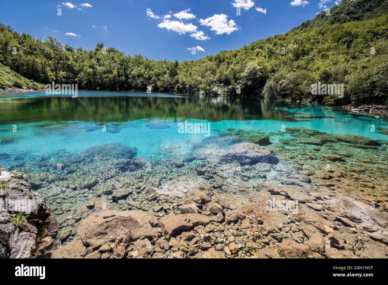 Serene landscape of the turquoise Lake Cornino in Italy Stock Photo - Alamy