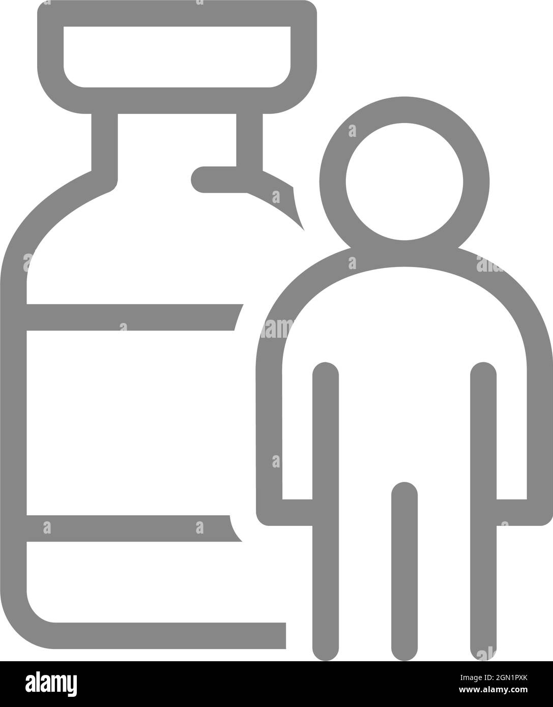 Medical ampoule and people line icon. Serum, vaccine, vaccination of the population, immunization, collective immunity symbol Stock Vector