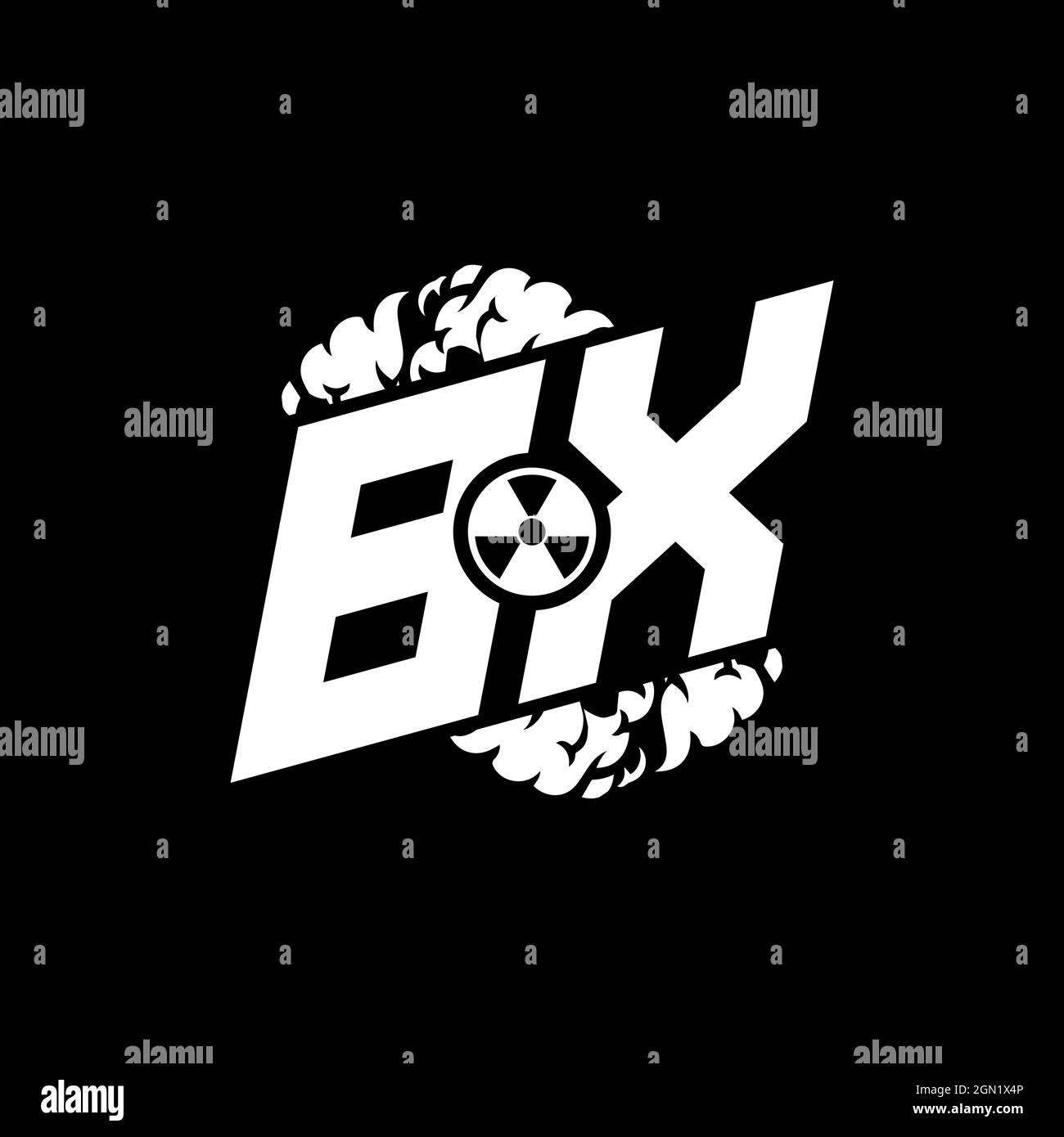 BX Initial ESport Monogram with Shape and Smoke Style template vector Stock Vector