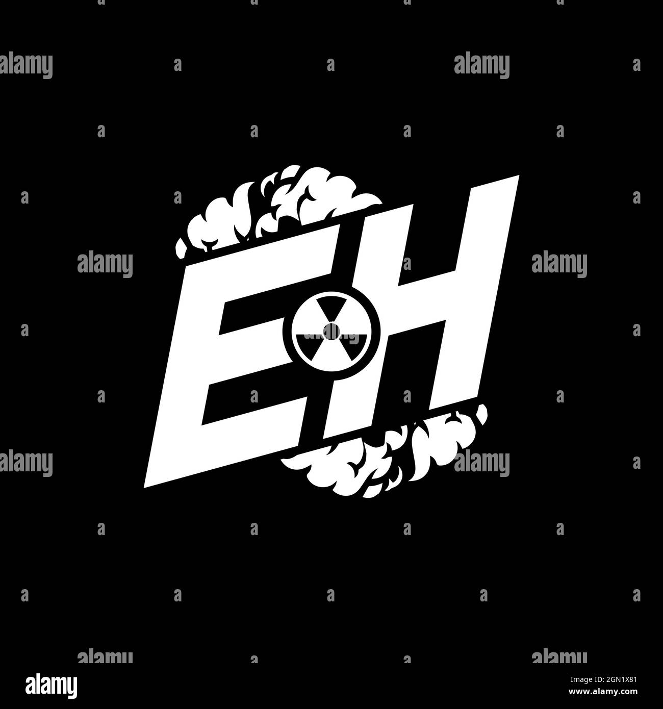 EH Initial ESport Monogram with Shape and Smoke Style template vector Stock Vector