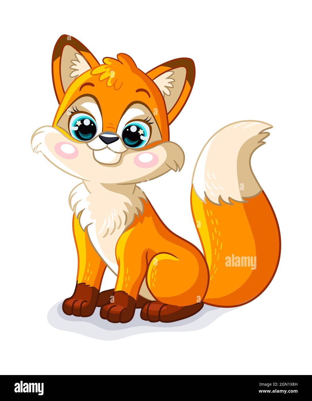 Cute sitting baby fox on white background. Cartoon character. Vector  isolated colorful illustration. For print and design, poster, card,  sticker, room Stock Vector Image & Art - Alamy
