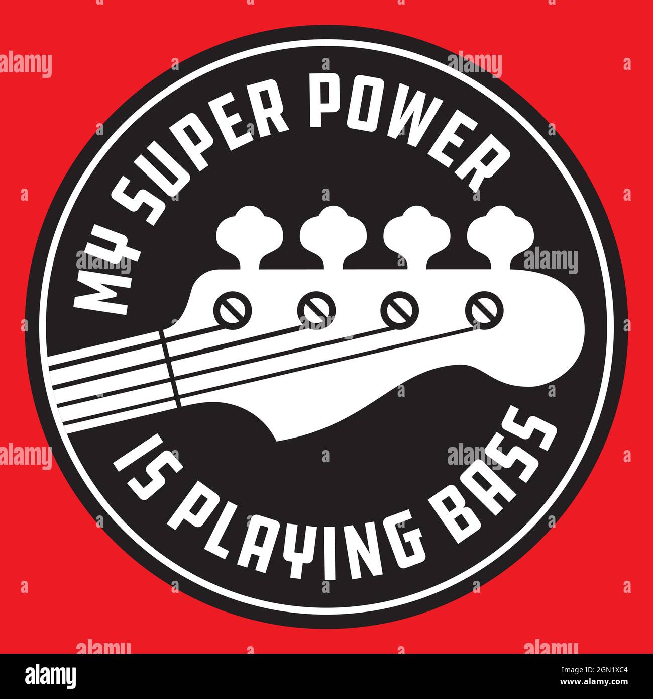 Bass guitar badge or emblem. Vector illustration of bass guitar neck