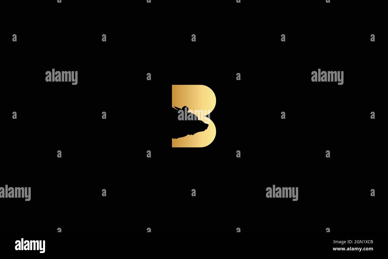 LETTER B AND BEAR LOGO DESIGN WITH NEGATIVE SPACE EFFECT Stock Vector