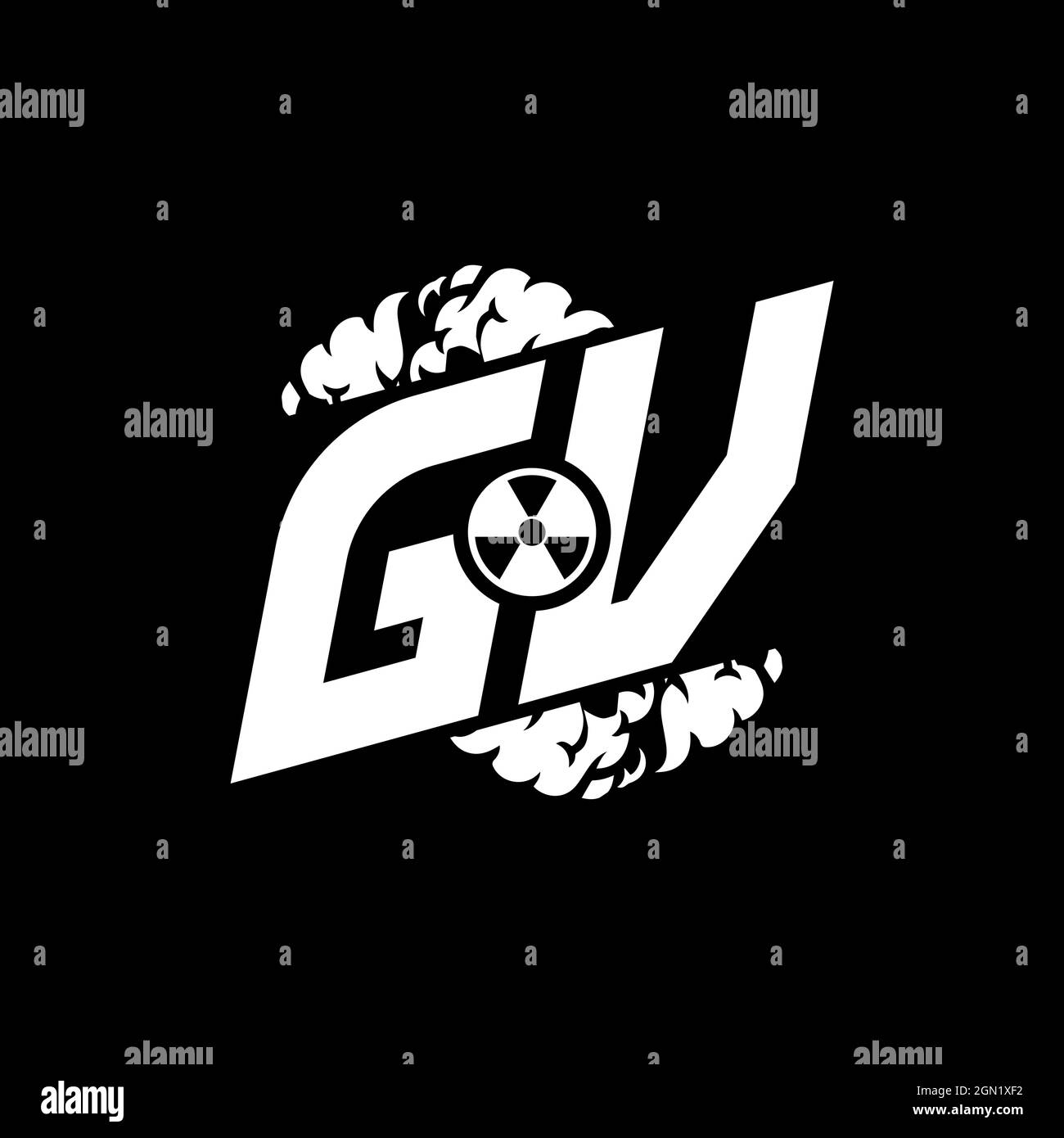 GV Initial ESport Monogram with Shape and Smoke Style template vector Stock Vector
