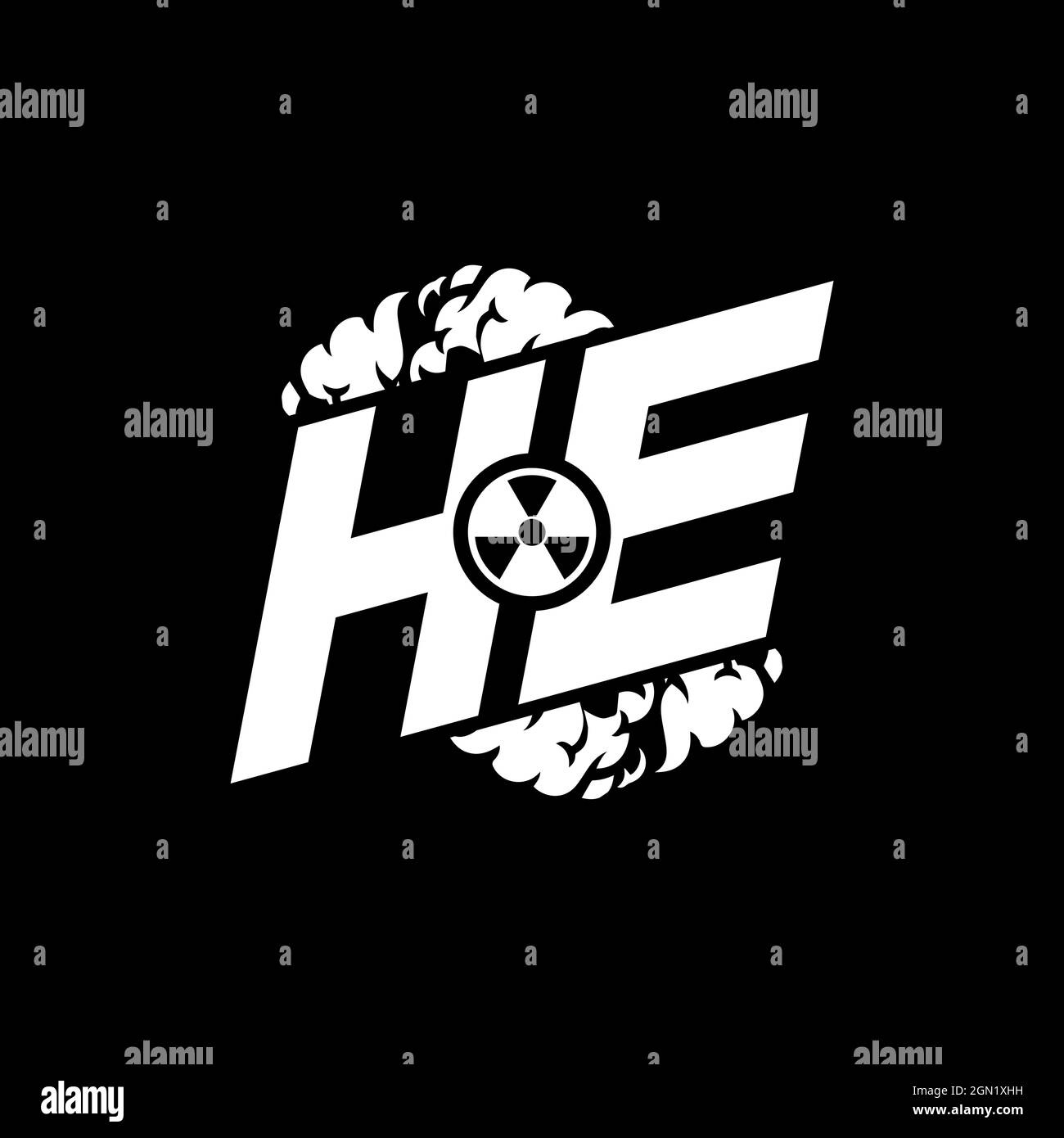HE Initial ESport Monogram with Shape and Smoke Style template vector Stock Vector