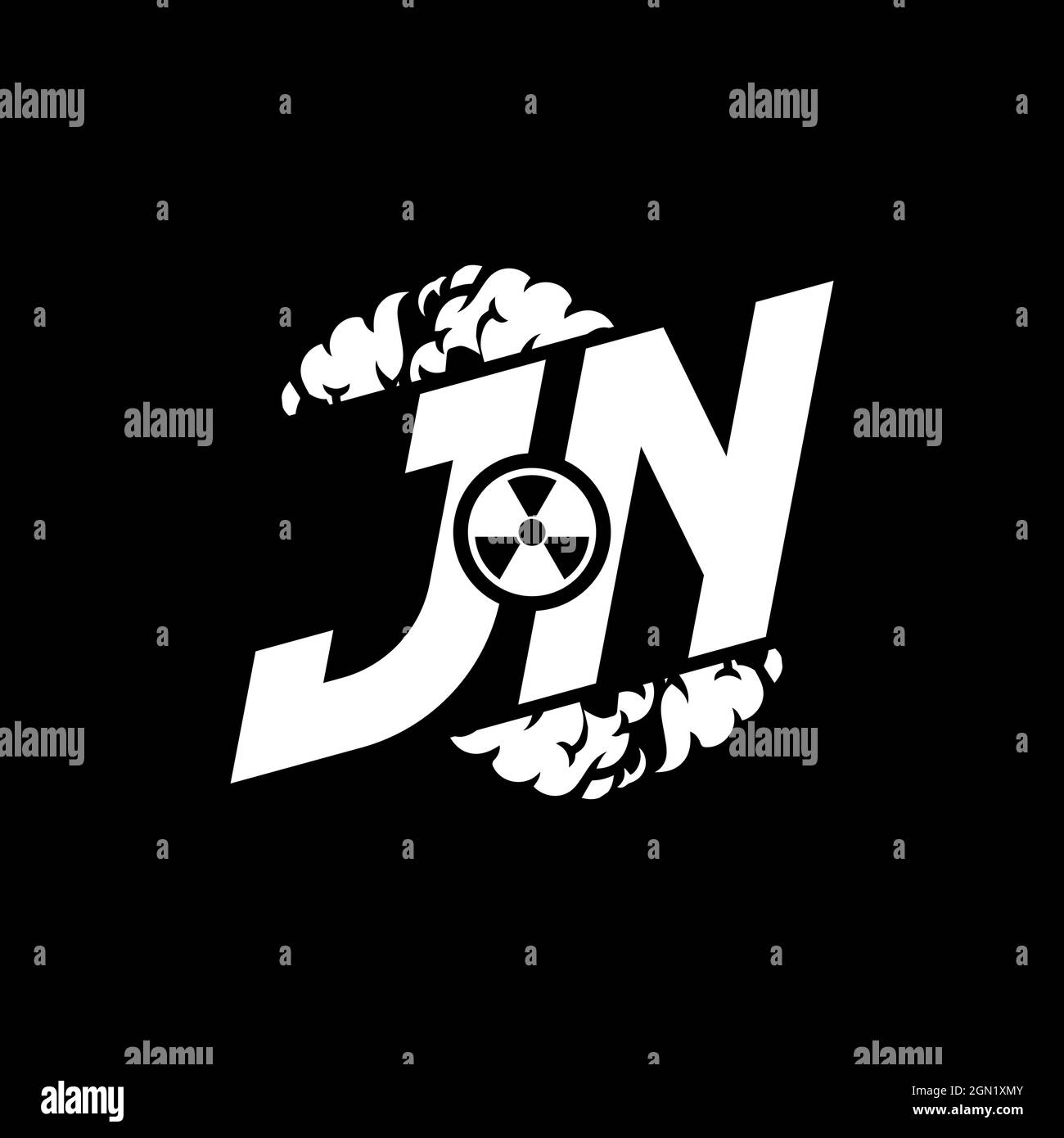 JN Initial ESport Monogram with Shape and Smoke Style template vector Stock Vector