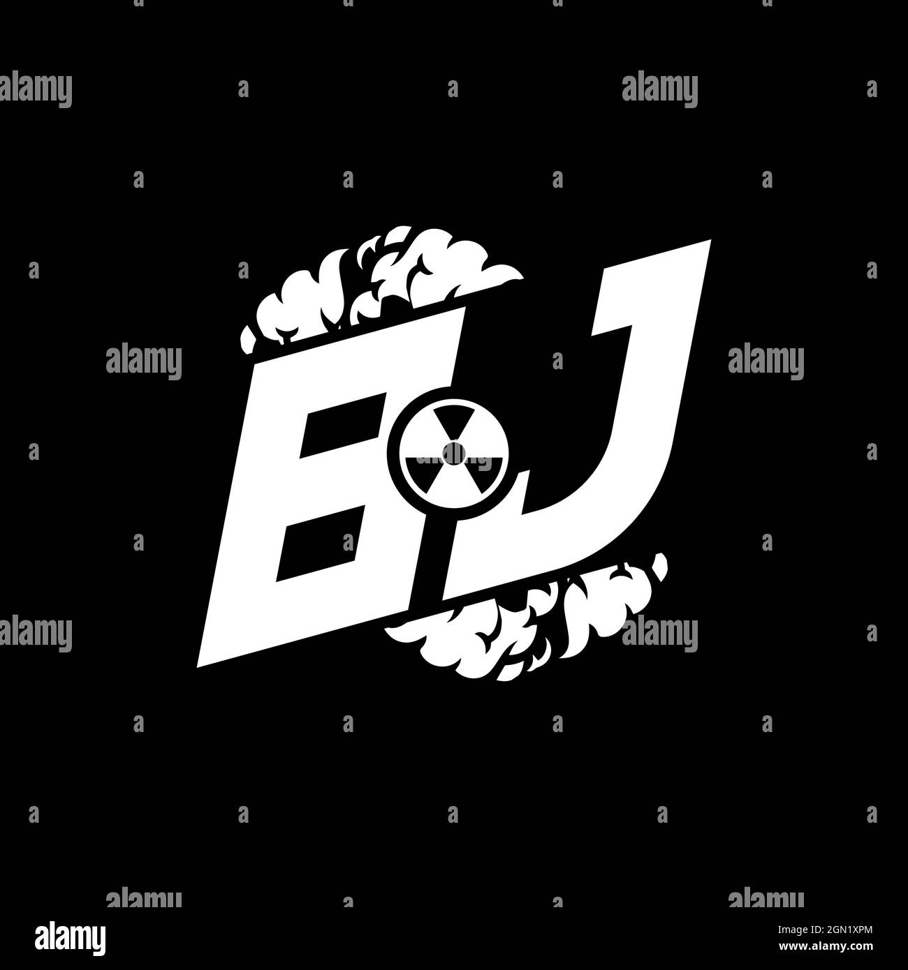 BJ Initial ESport Monogram with Shape and Smoke Style template vector Stock Vector