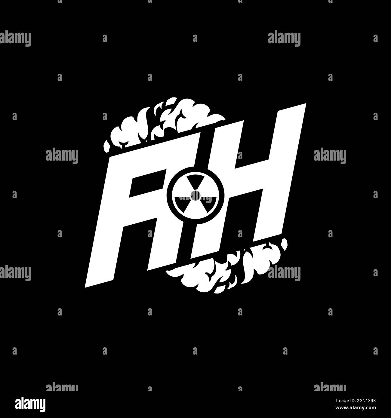 AH Initial ESport Monogram with Shape and Smoke Style template vector Stock Vector