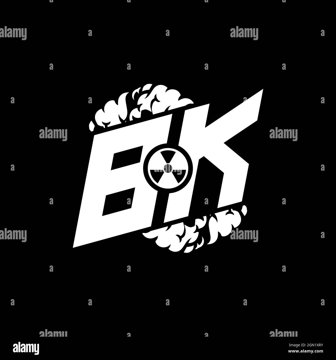 BK Initial ESport Monogram with Shape and Smoke Style template vector Stock Vector