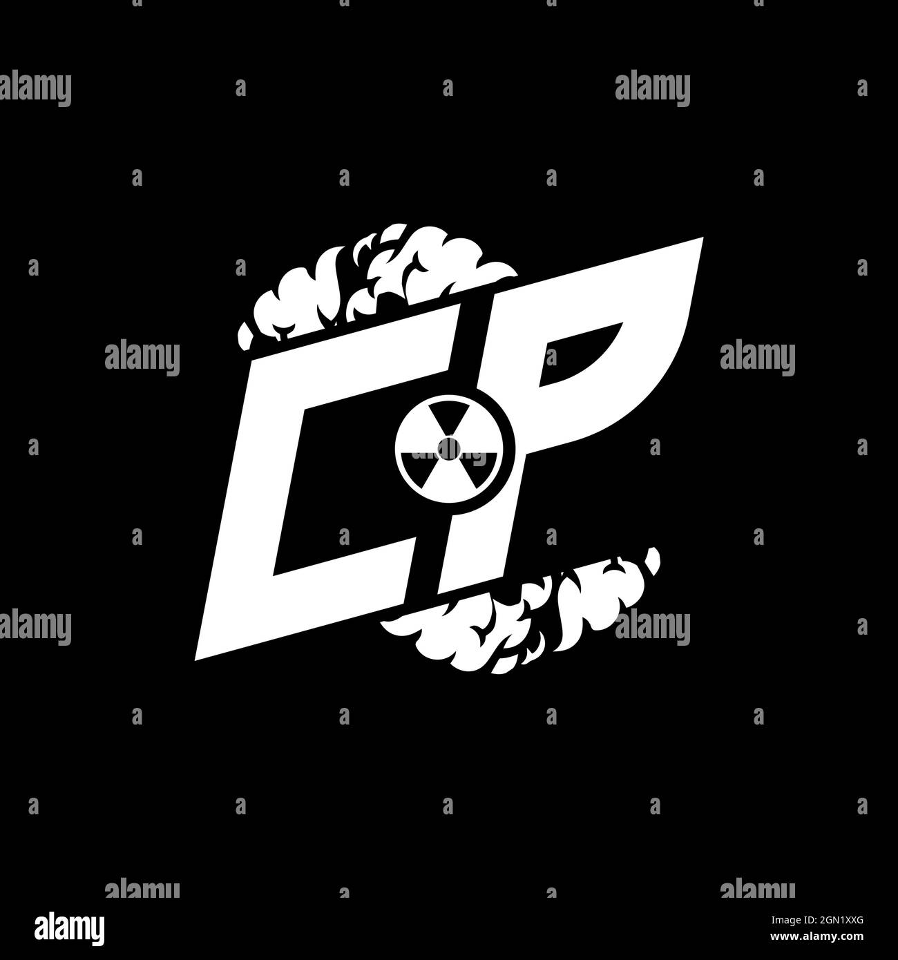 CP Initial ESport Monogram with Shape and Smoke Style template vector Stock Vector
