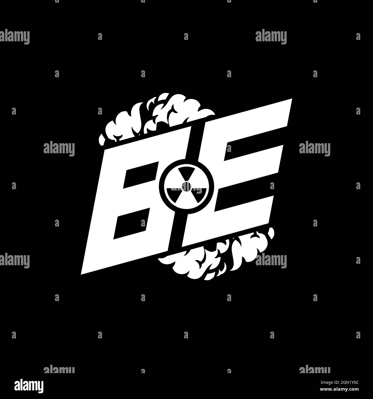BE Initial ESport Monogram with Shape and Smoke Style template vector Stock Vector