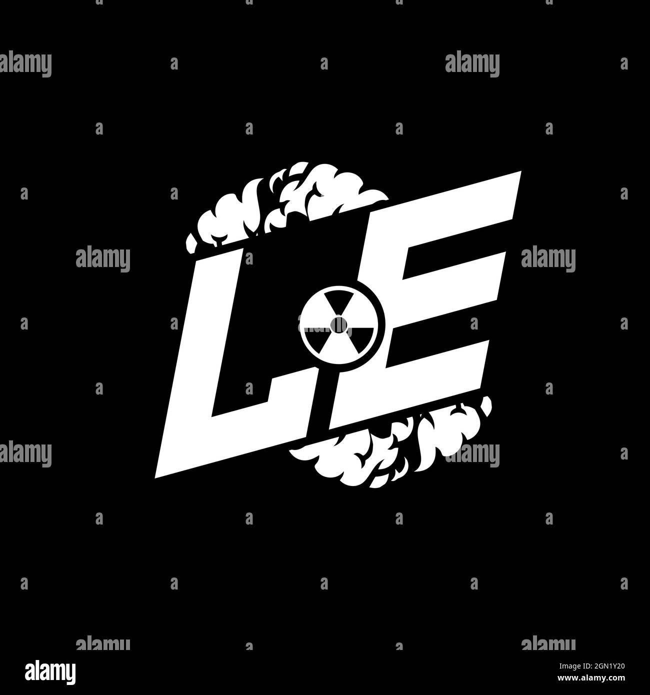 LE Initial ESport Monogram with Shape and Smoke Style template vector Stock Vector