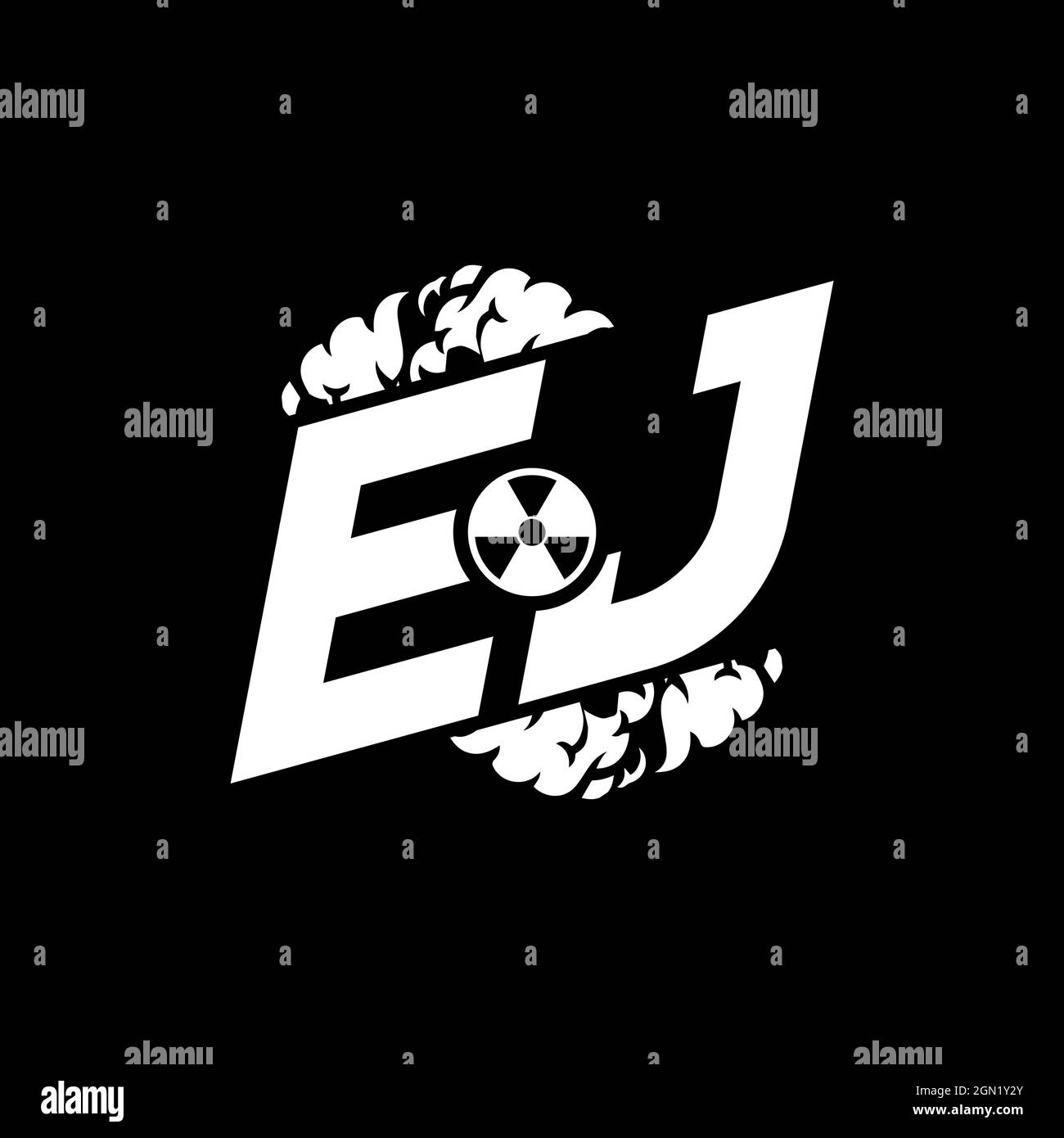 EJ Initial ESport Monogram with Shape and Smoke Style template vector Stock Vector