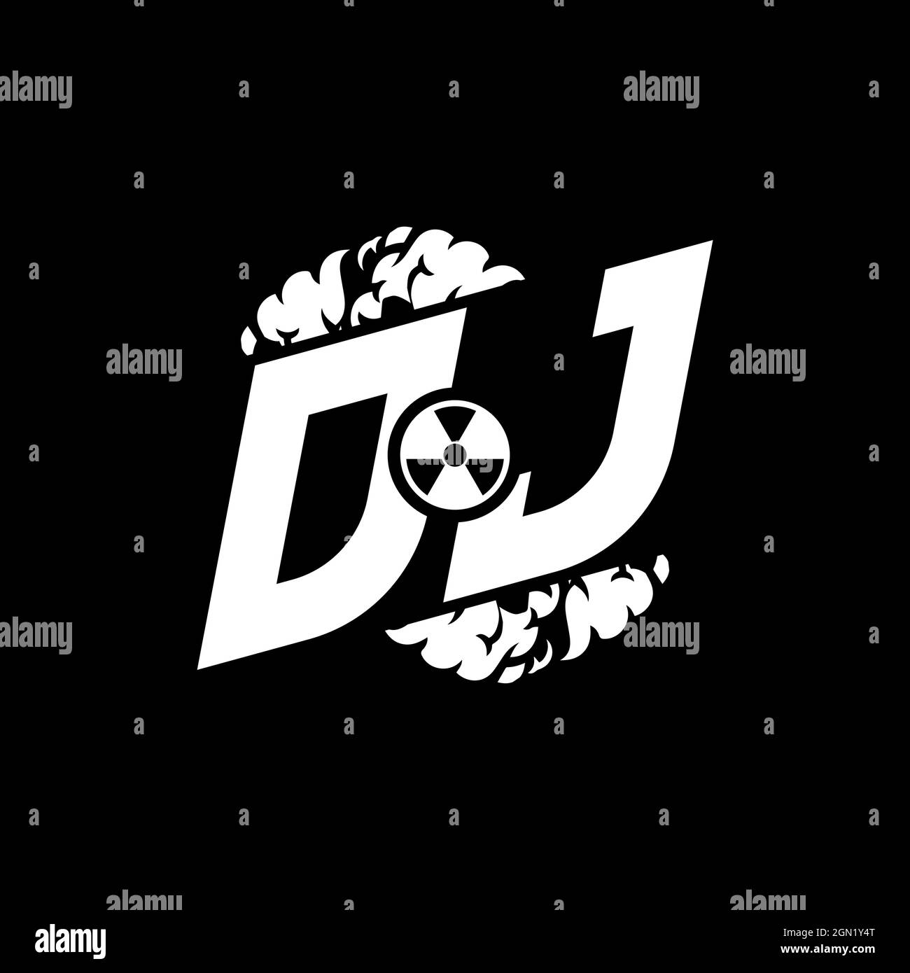 DJ Initial ESport Monogram with Shape and Smoke Style template vector Stock Vector