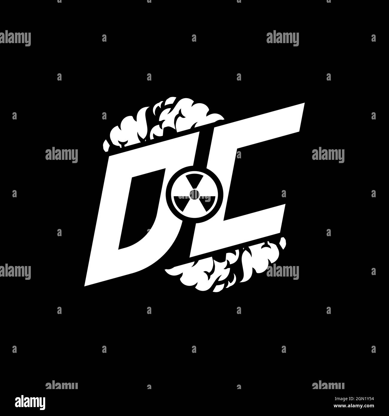 DC Initial ESport Monogram with Shape and Smoke Style template vector Stock Vector