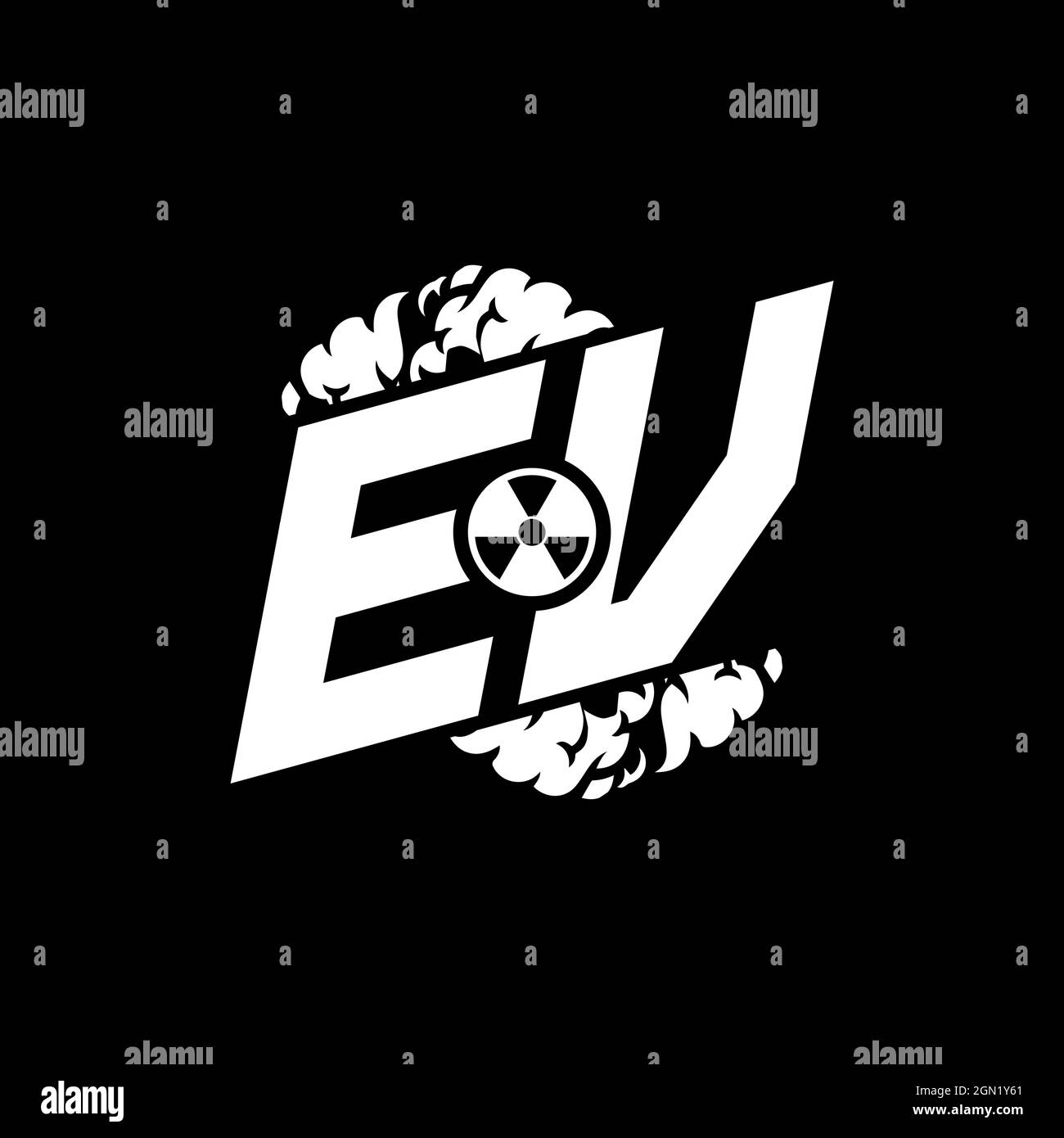 EV Initial ESport Monogram with Shape and Smoke Style template vector Stock Vector