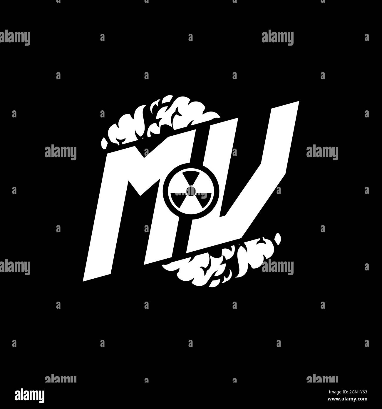 MV Initial ESport Monogram with Shape and Smoke Style template vector Stock Vector
