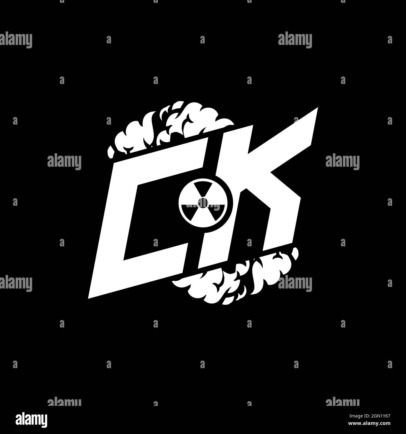 CK Initial ESport Monogram with Shape and Smoke Style template vector Stock Vector
