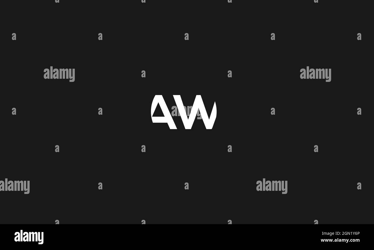 LETTERS AW WITH NEGATIVE SPACE LOGO DESIGN Stock Vector