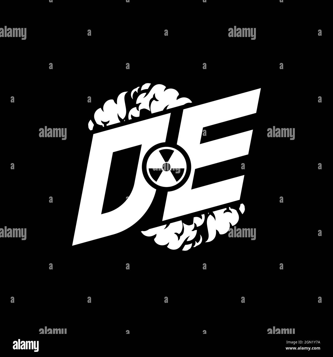 DE Initial ESport Monogram with Shape and Smoke Style template vector Stock Vector