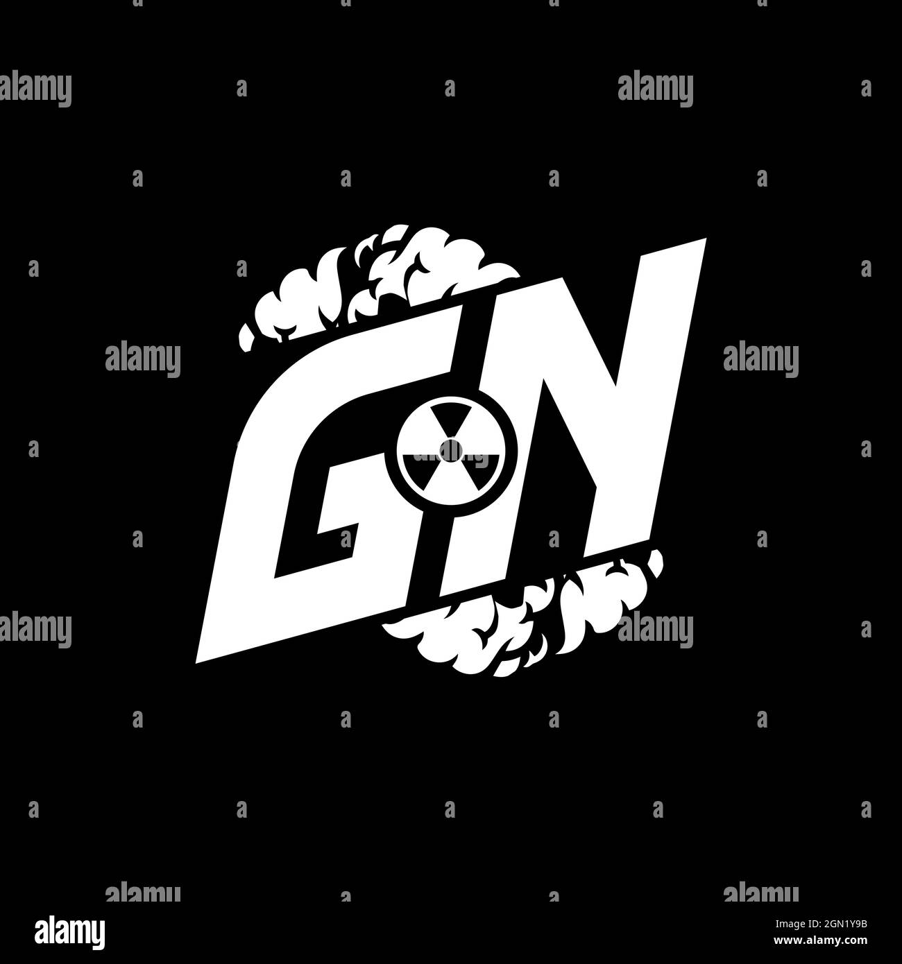 GN Initial ESport Monogram with Shape and Smoke Style template vector Stock Vector
