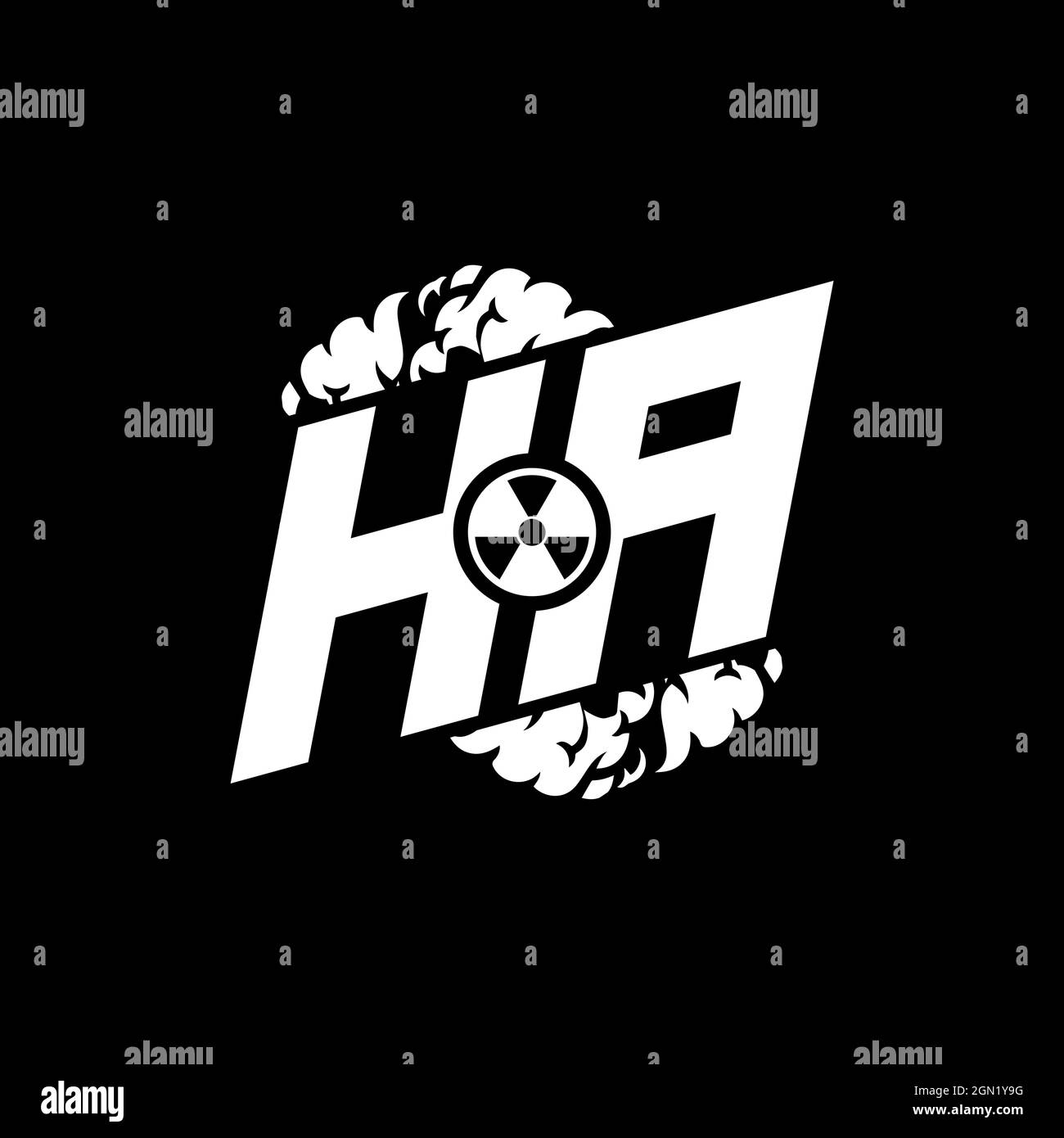 HA Initial ESport Monogram with Shape and Smoke Style template vector Stock Vector