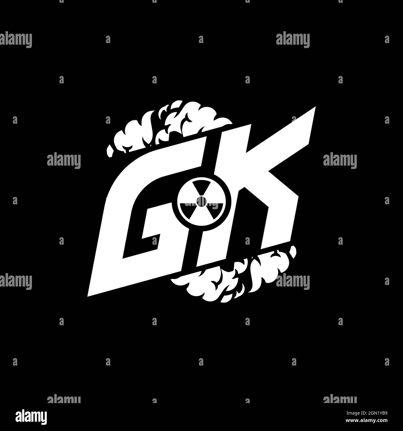 GK Initial ESport Monogram with Shape and Smoke Style template vector Stock Vector
