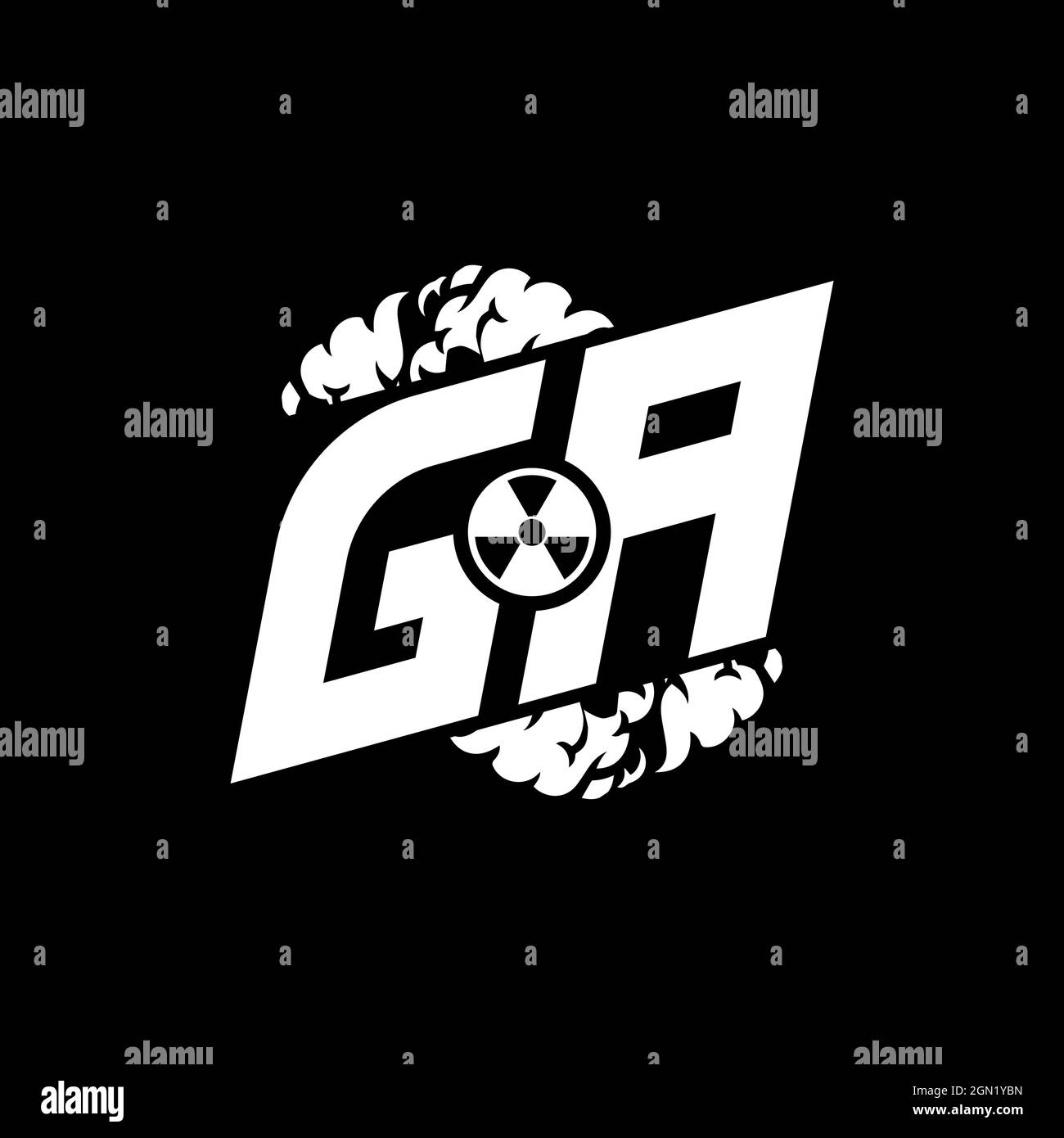GA Initial ESport Monogram with Shape and Smoke Style template vector Stock Vector
