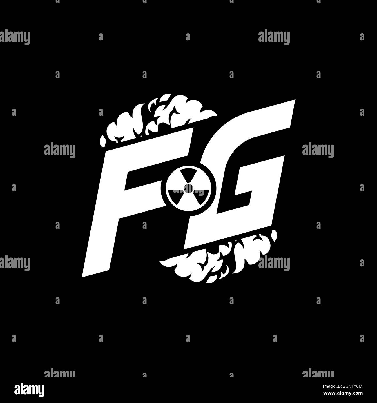 FG Initial ESport Monogram with Shape and Smoke Style template vector Stock Vector