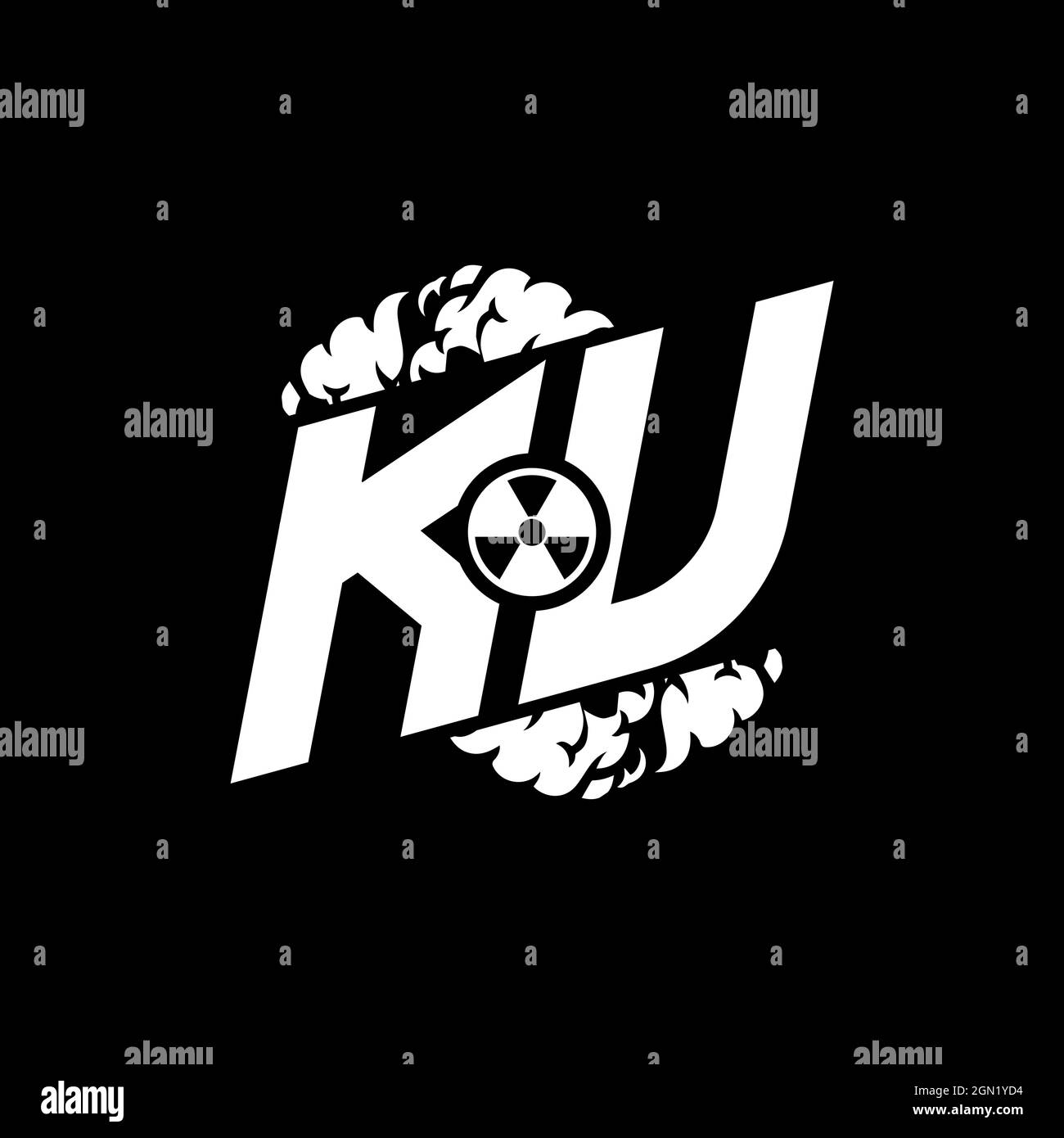 KU Initial ESport Monogram with Shape and Smoke Style template vector Stock Vector